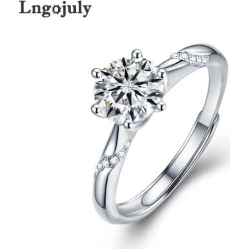 Fine Jewelry 925 Sterling Silver 1ct 2ct Classic Style Diamond Jewelry Moissanite Ring Anniversary Party Wedding Ring For Women