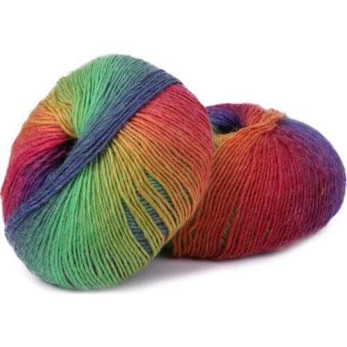 1Ball 50g Hand-woven Rainbow Colorful Crochet Cashmere Wool Blend Yarn Knitting