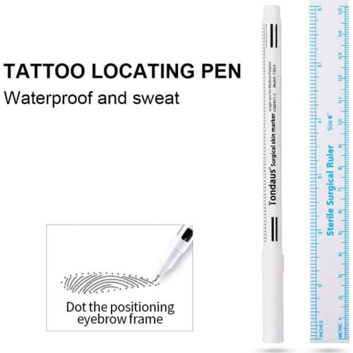 1pc Surgical Skin Marker for Eyebrow Skin Marker Pen Tattoo Skin Marker Measure Measuring Ruler Set Tool