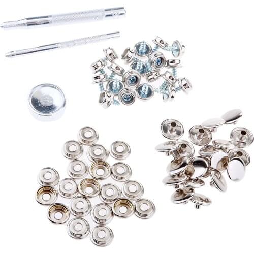153Pcs Stainless Steel Boat Marine Cover Fastener Snap 3/8'' Screw Kit With Installation Tool