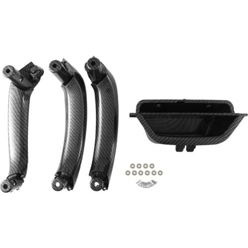4Pcs Carbon Fiber Car Inner Door Handle Trim Pull Grab Panel Handle For-BMW X3 X4 F25 F26 2010-2016 RHD
