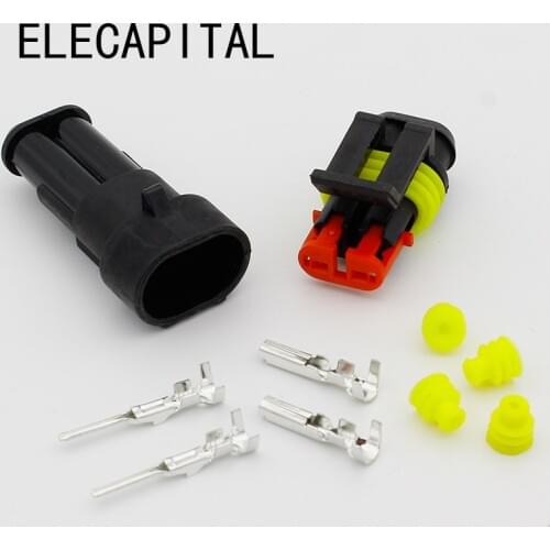 5kits Flame retardancy 2P auto connector waterproof automotive Wire Connector Plug 2 Pins Electrical Car Motorcycle HID