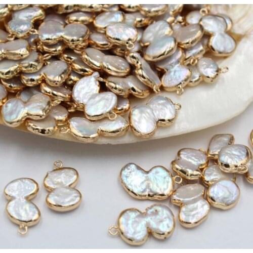 5pcs/lot Natural Freshwater Pearl Geometric Irregularity Connector Charms For DIY Handmade Jewelry Making Accessories