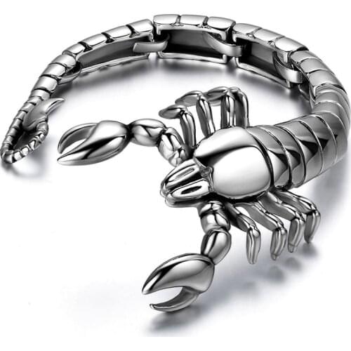 9" Scorpion Animal bracelet 316L Stainless Steel Mens Boys Chain Bangle Bracelet Wholesale Jewelry Halloween Christmas Gift