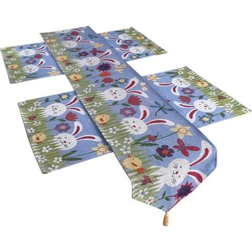 1 Piece Easter Rabbit Table Cloth Creative Table Cover Tablecloth With Tassel Decoration Banquet Dining Table Cover Supplies