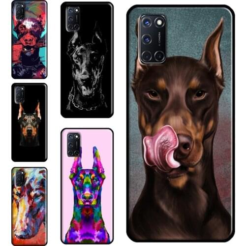 Animals Doberman dog Case For OPPO A9 A5 A53 A31 2020 A52 A72 A15 A83 A91 A93 A5S Find X3 Pro Reno 2 Z Funda