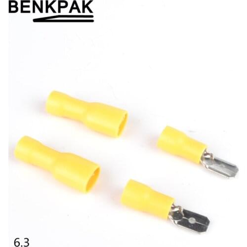 6.3mm Yellow 25 Female 25 Male Spade Insulated Electrical Crimp Terminal Connectors