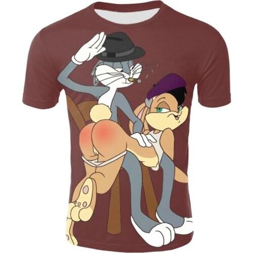 3D Rouge Rabbit Anime T-Shirt For Men Summer Fashion New Funny Rabbit Graphic Anime Mens T-Shirt Boys Top Clothing