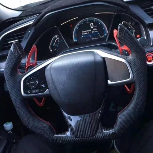 F1 Racing Cuatomized Gloss/Matt Carbon Fiber Steering Wheel Alcantara Compatible for 9th/10th Generation Honda Civic 2010-2020