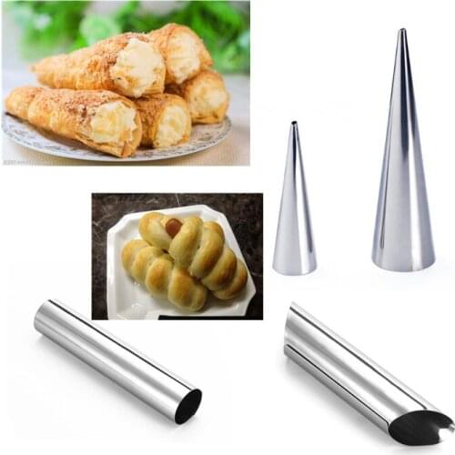 Baking Cones Stainless Steel Spiral Baked Croissant Bread Tubes Horn Pastry Roll Kitchen Decorating Tools FORME CANNOLI