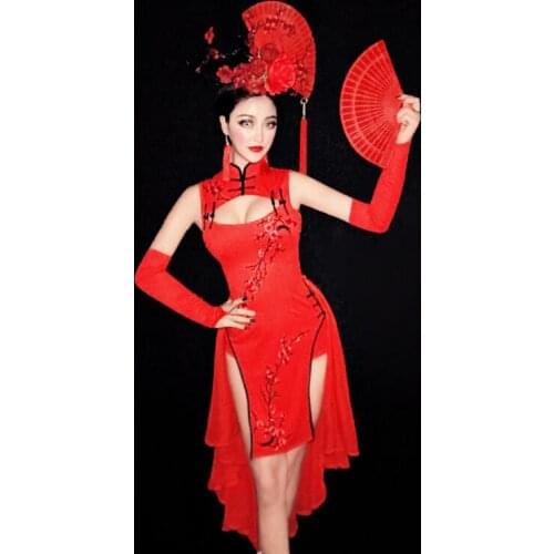 Bar Night club Costumes Sexy stage costume Chinese style Cheongsam DJ dance