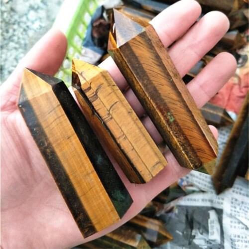 Crystal wand Natural tiger eye crystal point wand quartz stone tower healing