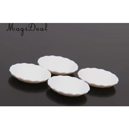 MagiDeal 4Pcs/Lot 1/12 Scale Dollhouse Miniature White Round Dishes Plate Tableware Kitchenware for Food Candy Kid Pretend Play