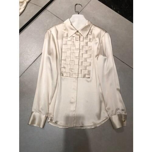 Fashion ladies 2021 new long-sleeved sexy casual solid color silk shirt 0119