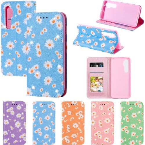 Fashion Daisy Flowers Leather Flip Case For Xiaomi Redmi Mi Note 10 Lite 9 9S 8A 8 Pro Max Mobile Phone Bag