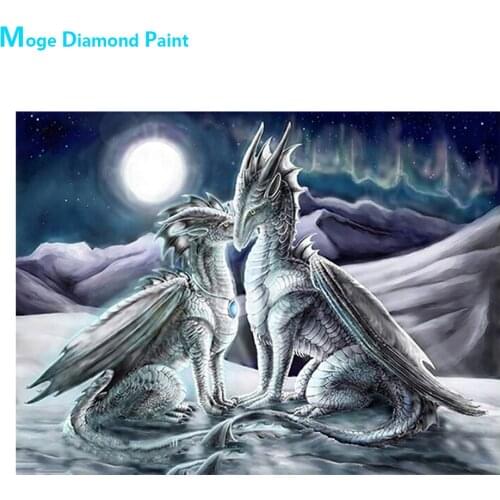 Cartoon Animal Snow Mountain At Night Diamond Painting Round Full Drill DIY Mosaic Embroidery 5D Cross Stitch