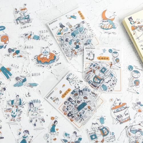 Floating girl series Decorative Stickers Scrapbooking Stick Label Diary Stationery Album cute cat Stickers