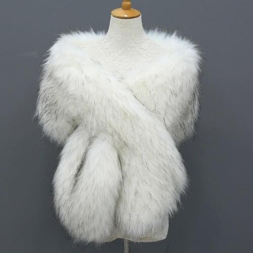 White Winter Wedding Coat Bridal Faux Fur Wraps Burgundy Warm Stick shawls Outerwear Shrug Women Jacket Prom size 165*45 cm