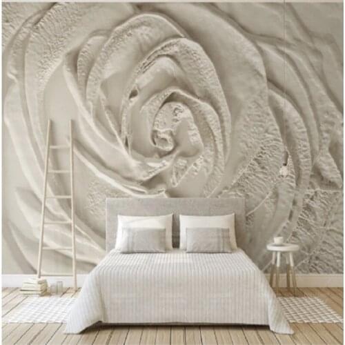 Bacaz 3D wall mural Relief Rose Fower Wallpaper Mural for Bedroom Sofa TV Background 3d Wall Papel Mural Wall paper Sticker