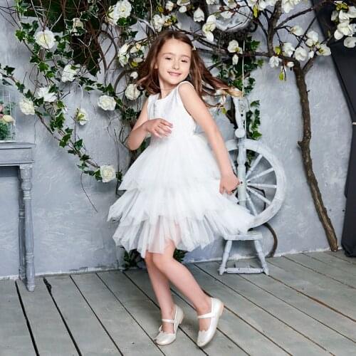 2020 New Lace Tulle Girls Dress Kids Princess Dresses for Girl Party Wedding Dress With Sash Baby Clothes 1-6Y E1953