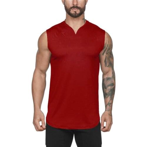 New Mens Gym Casual Workout Tank Top Musculation Clothing Bodybuilding Fitness Singlets Sports Sleeveless V-Neck Vest Shirt Men