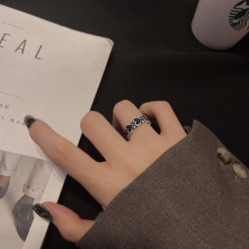 New Individuality Baroque Vintage Hit Colour Love Heart Metal Rings for Women Girls Party Jewelry