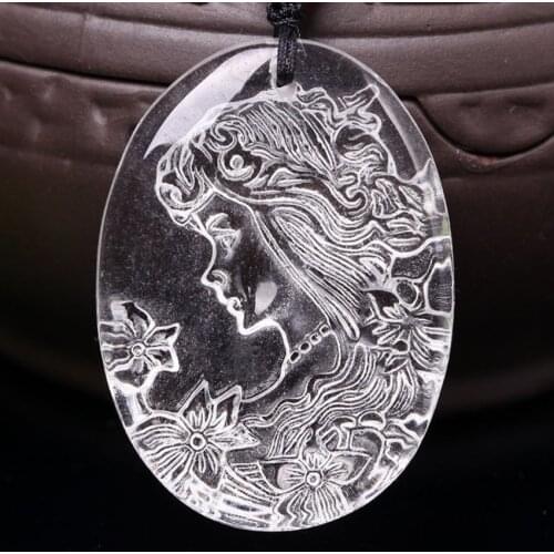 Wholesale 10 Pcs Handmade Weave Oval Shape Clear Quartz Pendant Long Beads Chain Necklace for Women Jewelry