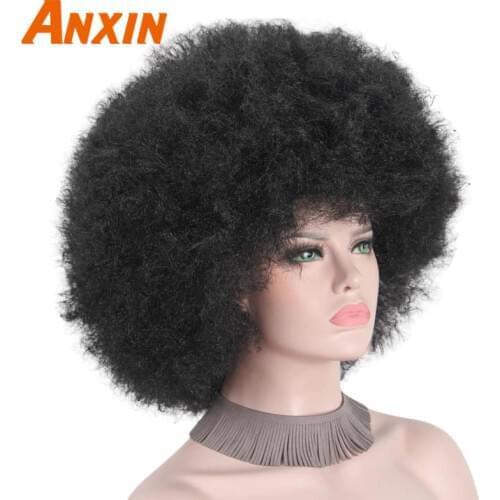 Afro Clown Cosplay Wigs for Women Black Cap Big Top Football Fans Wigs Halloween Adults Unisex Synthetic Hair Black Men Curly