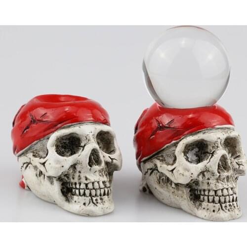 Resin Skull Statue Display Stand for Crystal Glass Lens Ball Divination Photography Lensball Base Sphere Holder Skeleton Model