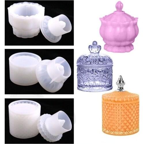 DIY Handmade Crystal Epoxy Mould Makeup Jewelry Storage Box European Candy Storage Jar Silicone Mould