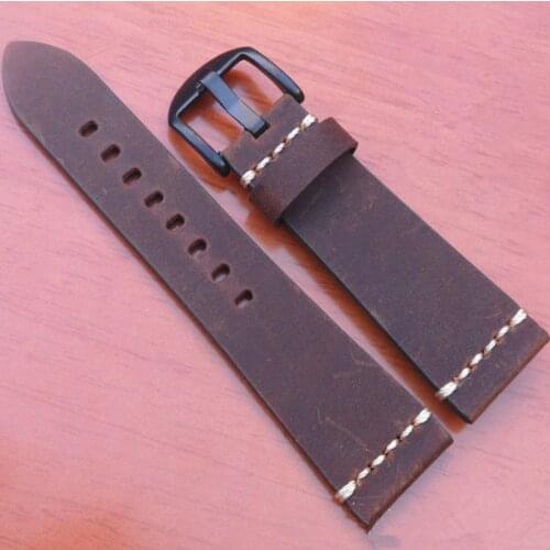 Wholesale 20PCS / Lot 22MM 24MM Genuine Leather Crazy Horse Leather Watch Band Watch Strap Man Watch Straps Black Coffee Color