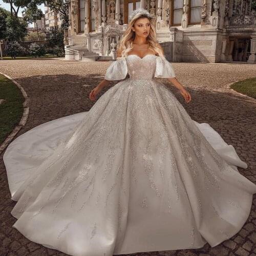 2021 Luxurious Wedding Dresses Crystal Beads Wedding Dresses Vestido De Noiva Mariage Bridal Gown Luxurious Custom Make Dresses