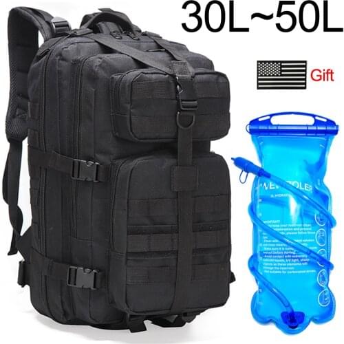30L/40L/50L Large Capacity Men Army Military Tactical Backpack 3P EDC Molle Waterproof Bug Rucksack Hiking Camping Hunting Bags