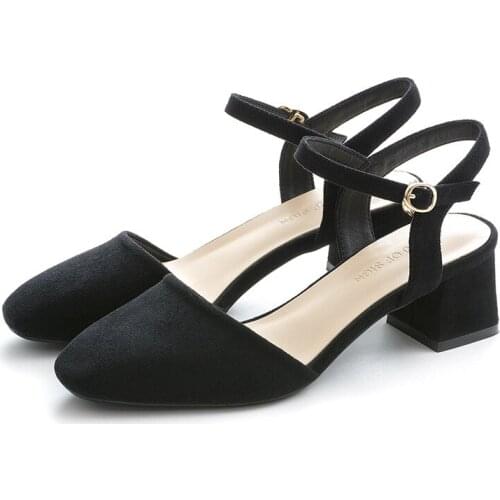 Women pumps Word buckle Baotou sandals woman High heels Thick with summer sandals women shoes