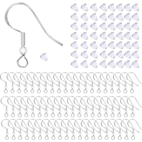 Earring Hook Fish Hook Ear Wires Hook Hypoallergenic Jewelry Findings Earring Parts DIY Making with Earring Safety Backs