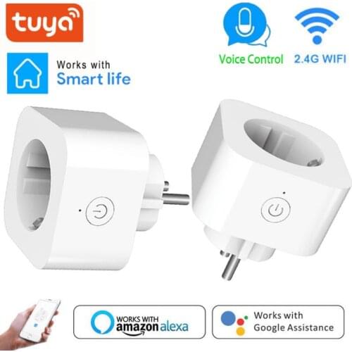 WiFi Smart Plug Outlet Wireless Power Socket Smart Life/Tuya App Remote Control Work With Alexa Google Home No Hub Required EU