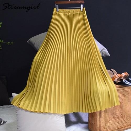 Womens Long Skirt Pleated Summer Vintage Maxi Skirts For Women 2020 Black Maxi Pleated Skirt Long Skirts Womens A Line Office