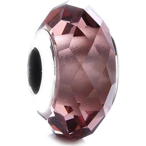 Ajax Charm 925 Sterling Silver Beads Light Red Murano Glass Beads Fit Bracelets For Women