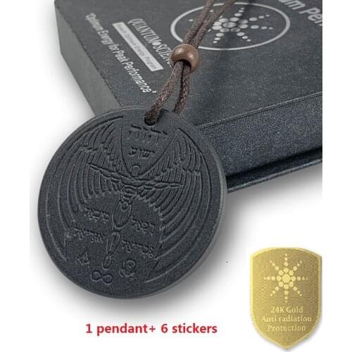 1 Angel Wing Spiritual Quantum Scalar Pendant Necklace with 6 Anti Radiation Stickers