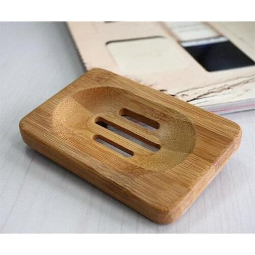 1PC Eco Friendly Bamboo Soap Dishes Tray Holder Storage Soap Rack Plate Box Portable Bathroom Soap Dish Storage Box