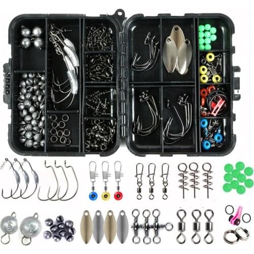 155Pcs Fishing Accessories Kit Including Sinker Noctilucent Bead Split Ring Swivel