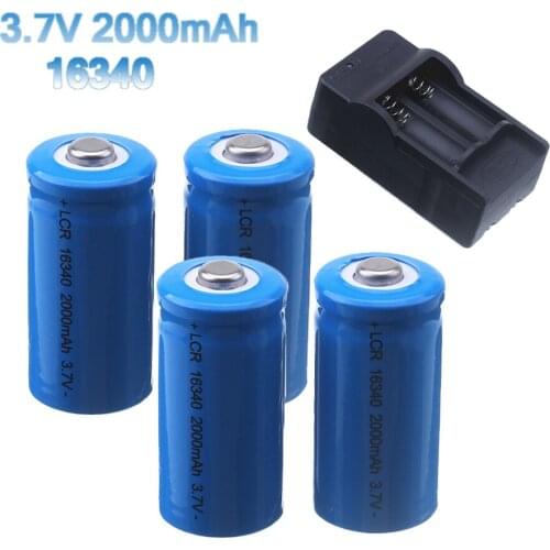 16340 Battery for CR123A, CR17345, K123A, VL123A, DL123A, 5018LC, SF123A, EL123AP 3.7V 2000mAh Li-ion Rechargeable battery