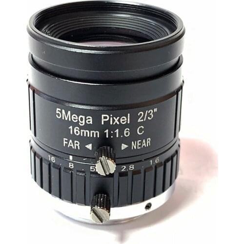 2/3" 5mm C Mount Lens Low Distortion 5MP Professional CCTV Lens Industrial Machine Vision Lens for C Mount Camera SL-C0516-5MP