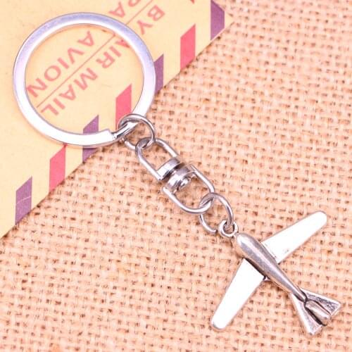 20pcs New Fashion Keychain 29*32 mm plane airplane Pendants DIY Men Jewelry Car Key Chain Ring Holder Souvenir For Gift
