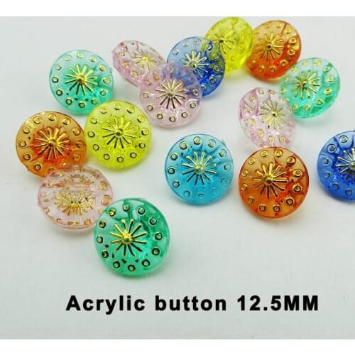 50PCS Colors Dyed Acryl Round kid sweater buttons 12.5MM cartoon sewing clothes accessory decoration button A-043