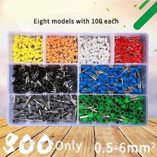 800pcs one set Cold-pressed Terminals Wire Connector Block 8 kinds Tube Insulating Crimp Terminal Ring Terminals Plug