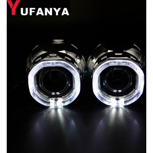 2.5 inch mini car bi xenon projector lens with DRL square day running white angel eyes shrouds car assembly kit for headlight