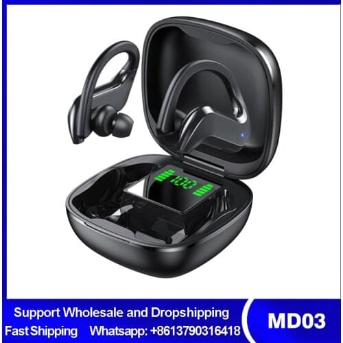 MD03 TWS Wireless Bluetooth Earphone Ear Hook Touch Headset With Microphone Stereo Earbuds Waterproof Noise Cancelling Headsets