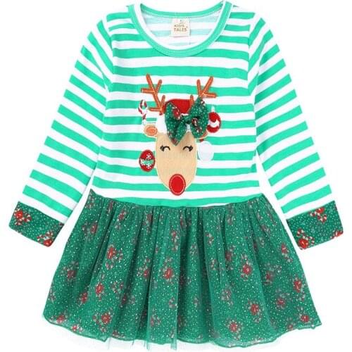 Kids Clothes Autumn Winter Dresses For Toddler Girls Christmas Deer Princess Tulle Dress Girls Long Sleeve Party Vestido Costume