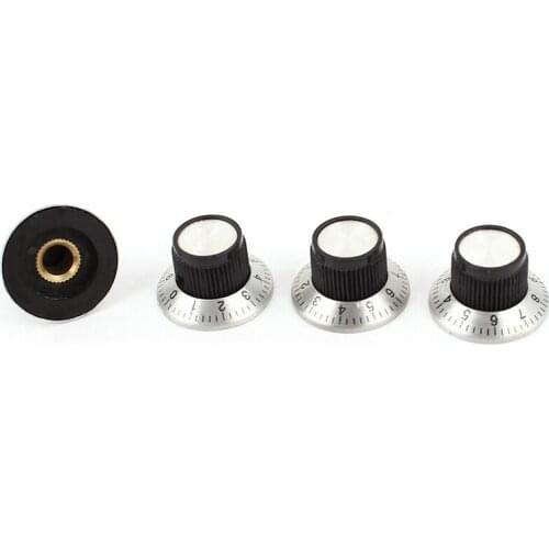 Quality 4 x potentiometer Pot metal knob with 0-9 turntable for 6mm shaft knob